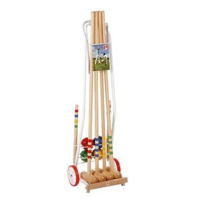 Image de 991330508 Jeu de croquet en bois avec chariot