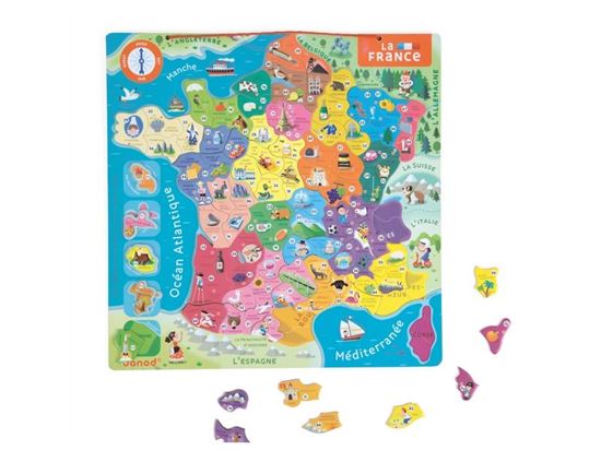 Image sur 28111020 PUZZLE MAGNÉTIQUE en bois Les départements français MULTICOLOR