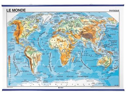 Image de 32321020 CARTE MURALE Le monde physique et politique MULTICOLOR