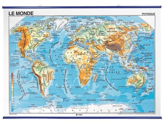 Image sur 32321020 CARTE MURALE Le monde physique et politique MULTICOLOR