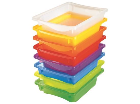 Image sur 33326011 BAC DE RANGEMENT en plastique translucide, avec rails 1 unité, hauteur 9,5 cm ROUGE