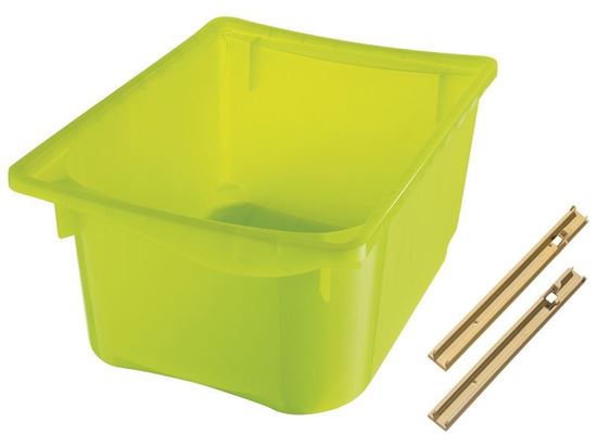 Image sur 33327011 BAC DE RANGEMENT en plastique translucide, avec rails 2 unités, hauteur 20 cm ROUGE