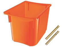 Image sur 33328007 BAC DE RANGEMENT en plastique translucide, avec rails 3 unités, hauteur 31 cm ORANGE