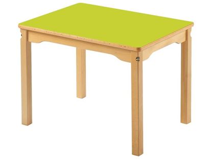 Image de 34889002 TABLE PLATEAU STRATIFIÉ AVEC PIÉTEMENT EN BOIS BLEU      