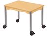 Image sur 34901010 TABLE PLATEAU STRATIFIE AVEC PIETEMENT EN METAL GRIS A ROULETTES - L: 70 cm - l: 50 cm. BEIGE     