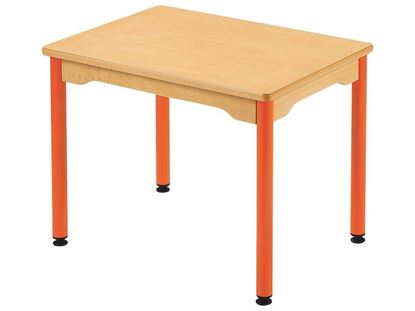 Image de 34924011 TABLE PLATEAU STRATIFIE AVEC PLATEAU NATUREL ET PIETEMENT EN METAL - L: 70 cm - l: 50 cm ROUGE     