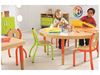 Image sur 38136007 TABLE PLATEAU EN PANNEAU ALVEOLAIRE AVEC PIETEMENT REGLABLE ROND ORANGE    