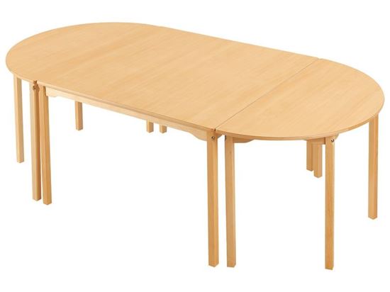 Image sur 38185016 TABLE DE REUNION OVALE - PLATEAU STRATIFIÉ AVEC PIETEMENT BOIS NATUREL   