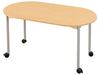 Image sur 38531010 TABLE OBLONG - PLATEAU STRATIFIE AVEC PIETEMENT EN METAL GRIS A ROULETTES BEIGE     