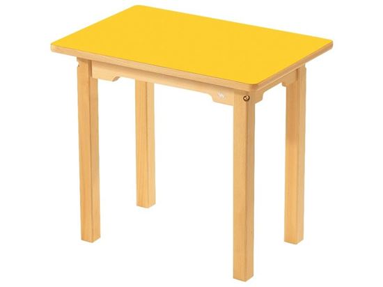 Image sur 38704106 TABLE PLATEAU STRATIFIE AVEC PIETEMENT EN BOIS - L: 60 cm - l: 50 cm JAUNE     