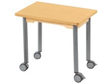 Image sur 38714002 TABLE PLATEAU STRATIFIE AVEC PIETEMENT EN METAL GRIS A ROULETTES - L: 60 cm - l: 50 cm. BLEU      