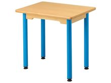 Image sur 38720002 TABLE PLATEAU STRATIFIÉ AVEC PLATEAU NATUREL ET PIÉTEMENT EN METAL - L: 60 cm - l: 50 cm BLEU      