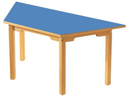 Image de 42100002 TABLE PLATEAU STRATIFIÉ AVEC PIÉTEMENT BOIS BLEU      