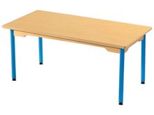 Image sur 42132002 TABLE PLATEAU STRATIFIE AVEC PLATEAU NATUREL ET PIETEMENT EN METAL - L: 120 cm - l: 60 cm BLEU      