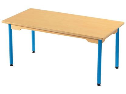 Image de 42132002 TABLE PLATEAU STRATIFIE AVEC PLATEAU NATUREL ET PIETEMENT EN METAL - L: 120 cm - l: 60 cm BLEU      