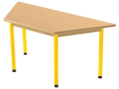 Image de 42141106 TABLE PLATEAU STRATIFIE AVEC PLATEAU NATUREL ET PIETEMENT EN METAL - TRAPEZE JAUNE     