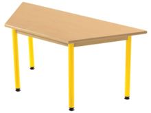 Image sur 42142106 TABLE PLATEAU STRATIFIE AVEC PLATEAU NATUREL ET PIETEMENT EN METAL - TRAPEZE JAUNE     