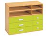 Image sur 45747037 MEUBLE A TIROIRS H. 81 cm 6 tiroirs, 1 tablette, 1 étagère VERT CLAIR