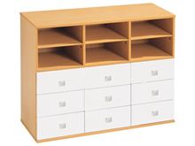 Image sur 45748037 MEUBLE A TIROIRS H. 81 cm 9 tiroirs, 3 tablettes VERT CLAIR