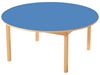 Image sur 46086002 TABLE PLATEAU STRATIFIÉ AVEC PIÉTEMENT EN BOIS - ROND BLEU      