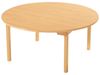 Image sur 46086002 TABLE PLATEAU STRATIFIÉ AVEC PIÉTEMENT EN BOIS - ROND BLEU      