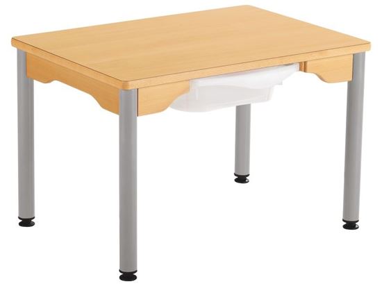 Image sur 48292037 TABLE PLATEAU STRATIFIÉ - PIÉTEMENT MÉTAL GRIS Table plateau coloré  simple Pied métal T5 VERT CLAIR
