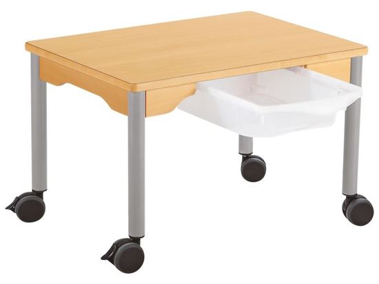 Image sur 48299106 Table plateau coloré  simple Pied roulette T1 JAUNE     