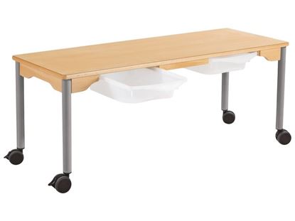 Image de 48308002 Table plateau coloré  double Pied roulette T6 BLEU      