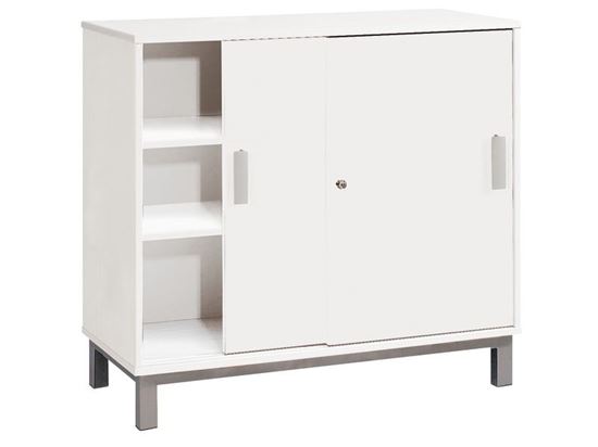 Image sur 49875001 MEUBLE 2 portes coulissantes, 2 étagères BLANC     