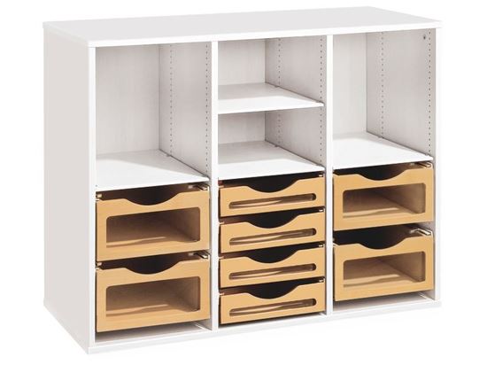 Image sur 49949016 MEUBLE TRIPLE H: 81 cm KIT Stop-bacs bois (8 bacs) NATUREL   