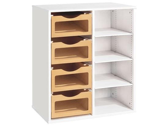 Image sur 49952007 MEUBLE DOUBLE H: 102 cm KIT Stop-bacs bois (4 bacs) ORANGE    