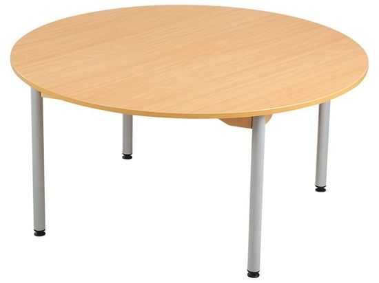 Image sur 50591006 TABLE PLATEAU MÉLAMINÉ PIÉTEMENT MÉTAL ROND T4 GRIS      