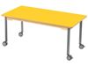 Image sur 53108002 TABLE PLATEAU STRATIFIE AVEC PIETEMENT EN METAL GRIS A ROULETTES - L: 120 cm - l: 60 cm. BLEU      