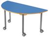 Image sur 53117002 TABLE PLATEAU STRATIFIE AVEC PIETEMENT EN METAL GRIS A ROULETTES - L: 120 cm - l: 60 cm BLEU      