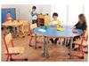 Image sur 53118002 TABLE PLATEAU STRATIFIE AVEC PIETEMENT EN METAL GRIS A ROULETTES - L: 120 cm - l: 60 cm BLEU      