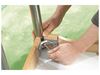 Image sur 53119002 TABLE PLATEAU STRATIFIE AVEC PIETEMENT EN METAL GRIS A ROULETTES - L: 120 cm - l: 60 cm BLEU      