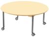 Image sur 53121010 TABLE PLATEAU STRATIFIE AVEC PIETEMENT EN METAL GRIS A ROULETTES - ROND - Ø 120 cm BEIGE     