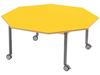 Image sur 53128010 TABLE DE PLATEAU STRATIFIE AVEC PIETEMENT EN METAL GRIS A ROULETTES - OCTOGONE - Ø 120 cm. BEIGE     