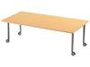 Image sur 53131002 TABLE PLATEAU STRATIFIE AVEC PIETEMENT EN METAL GRIS A ROULETTES - L: 160 cm - l: 80 cm. BLEU      