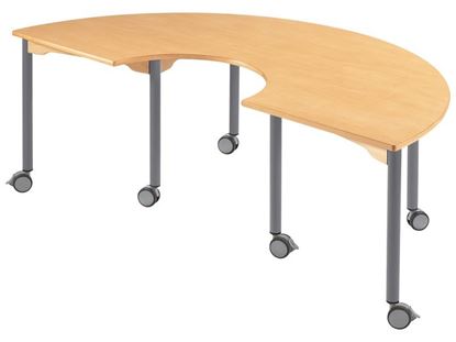 Image de 53147002 TABLE PLATEAU STRATIFIE AVEC PIETEMENT EN METAL GRIS A ROULETTE - EN “C” BLEU      