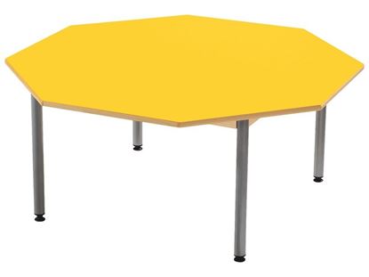 Image de 55048002 TABLE PLATEAU STRATIFIE AVEC PIETEMENT METAL GRIS - OCTOGONE - Ø 120 cm BLEU      