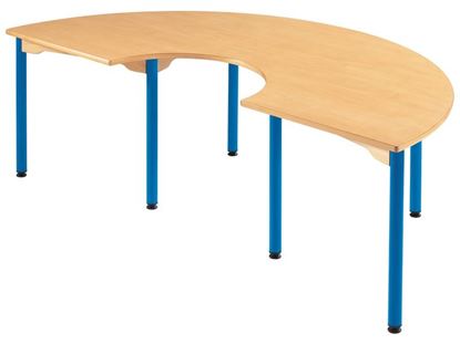 Image de 64238002 TABLES PLATEAU STRATIFIE AVEC PLATEAU NATUREL ET PIETEMENT EN METAL - EN "C" BLEU      