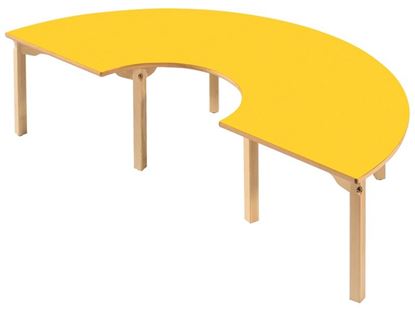 Image de 64203106 TABLE PLATEAU STRATIFIÉ AVEC PIÉTEMENT BOIS JAUNE     