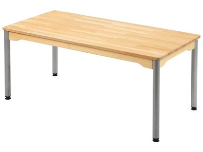 Image de 69225002 TABLE HETRE 100% MASSIF PIETEMENT METAL - L: 120 cm - l: 60 cm BLEU      