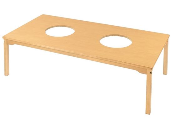 Image sur 67276016 TABLE ACTIBAC AVEC PIÉTEMENT EN BOIS - L: 160 cm - l: 80 cm NATUREL   