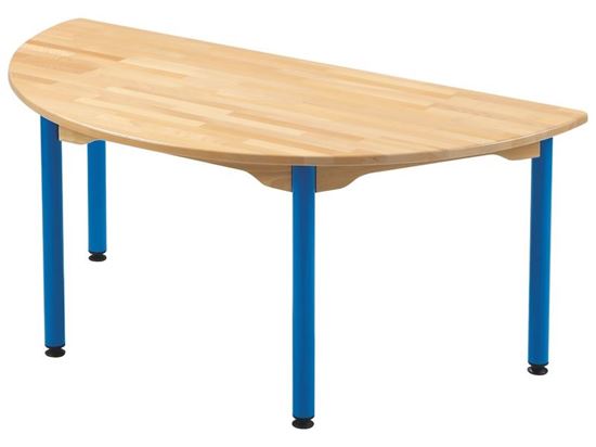 Image sur 69213007 TABLE HETRE 100% MASSIF PIETEMENT METAL - DEMI-ROND - L: 120 cm - l: 60 cm ORANGE    