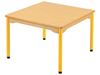 Image sur 69344002 TABLE PLATEAU STRATIFIE AVEC PLATEAU NATUREL ET PIETEMENT EN METAL - L: 80 cm - l: 80 cm BLEU      