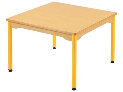 Image de 69344106 TABLE PLATEAU STRATIFIE AVEC PLATEAU NATUREL ET PIETEMENT EN METAL - L: 80 cm - l: 80 cm JAUNE     