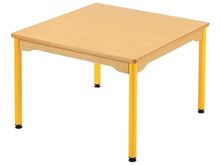 Image sur 69347106 TABLE PLATEAU STRATIFIE AVEC PLATEAU NATUREL ET PIETEMENT EN METAL - L: 80 cm - l: 80 cm JAUNE     