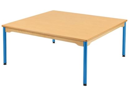 Image de 70174002 TABLE PLATEAU STRATIFIE NATUREL - PIETEMENT EN METAL  120 cm x 120 cm BLEU      